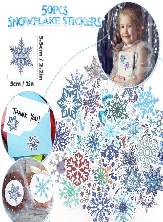 Winrayk 98Pcs Snowflake Party Favors Birthday Supplies, Non Woven Tote Bag Stamper Snowflake Keychain Sticker Slap Bracelet, Goodie Stuffer Classroom Prizes Kids Girls Winter Snow Party Supplies Decor - Image 5